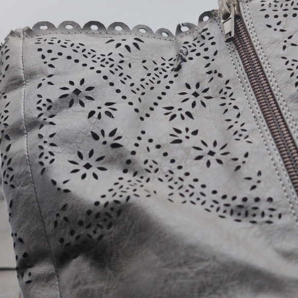 Women's Gray Just Fab Cut work Heeled Boots Ehrina Sz 7.5 - Picture 5 of 7